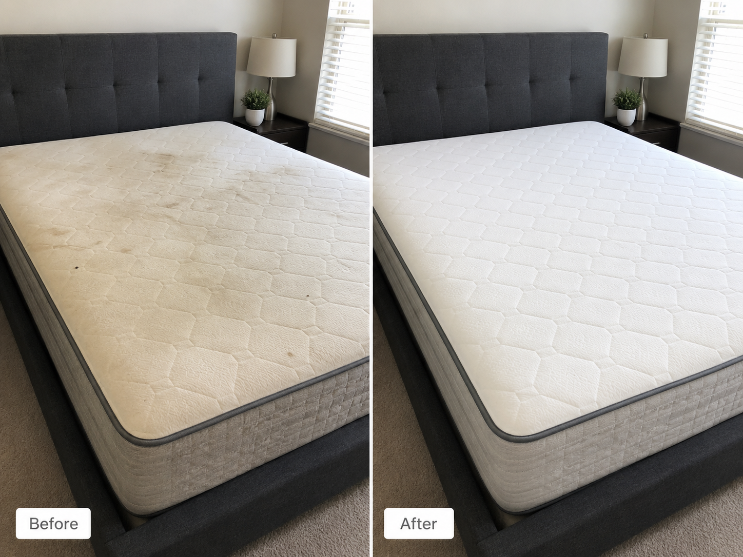 Mattress cleaning before and after in Dubai by CleanSpace